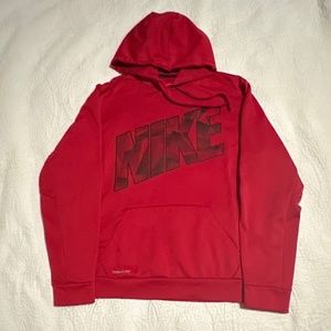 NIKE Logo Red Hoodie Men’s Large Therma-Fit